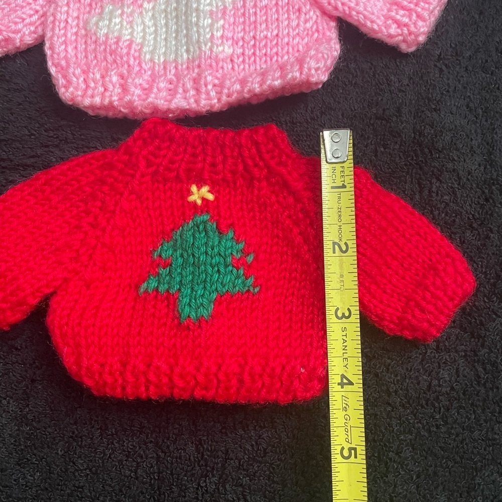 Set of Four Mini Festive Knit Sweaters for Dolls or stuffed bears - Picture 8 of 8
